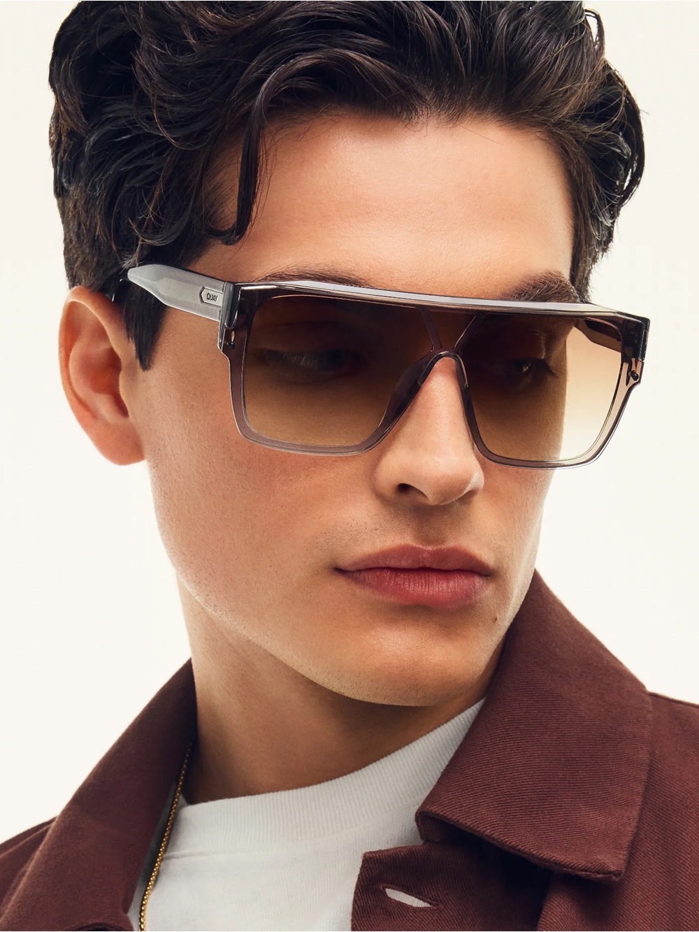 Quay Australia Tempo sunglasses in Grey Frame / Sepia Lens